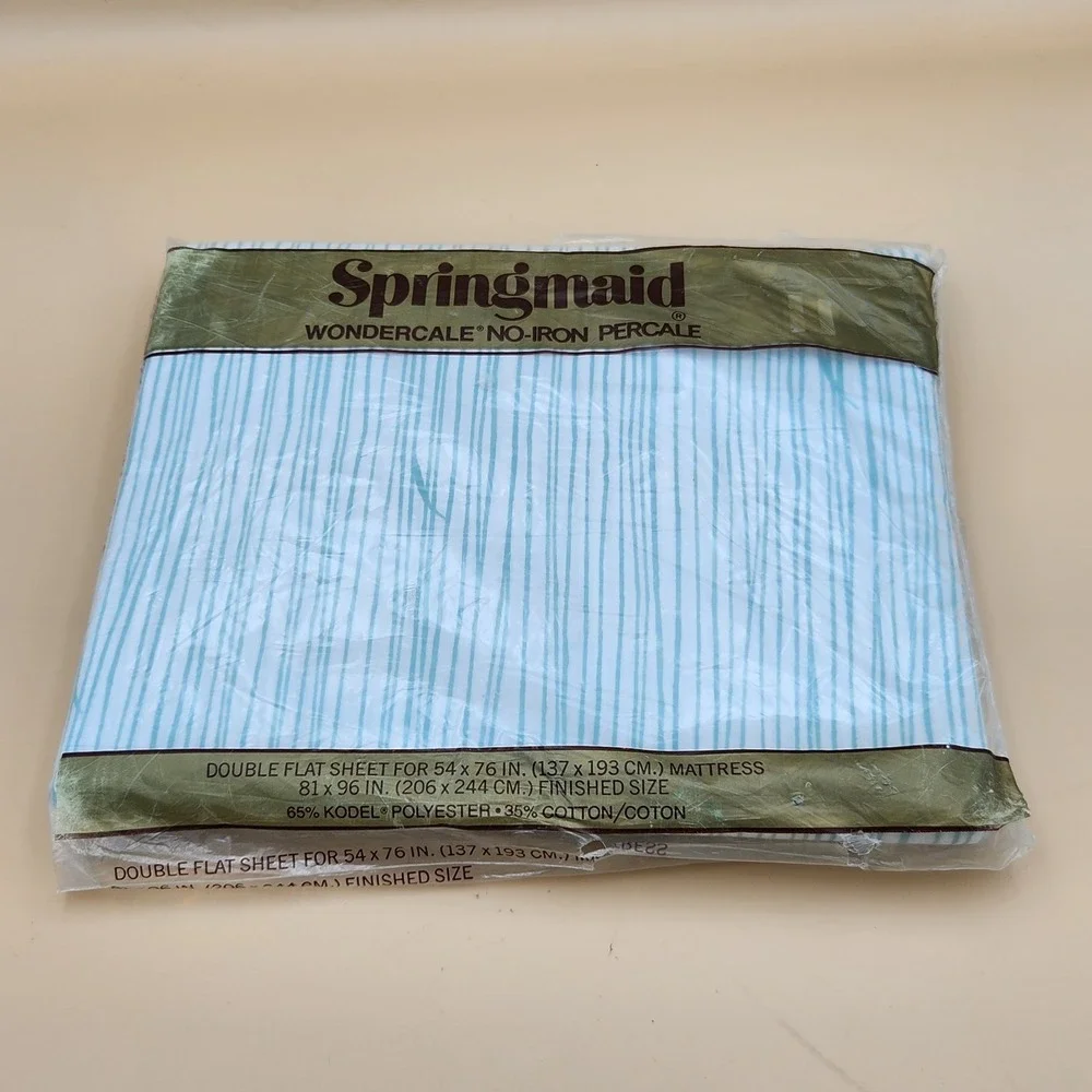 Vintage Springmaid Wondercale Percale Double Flat Sheet Grasses Pattern NOS NEW